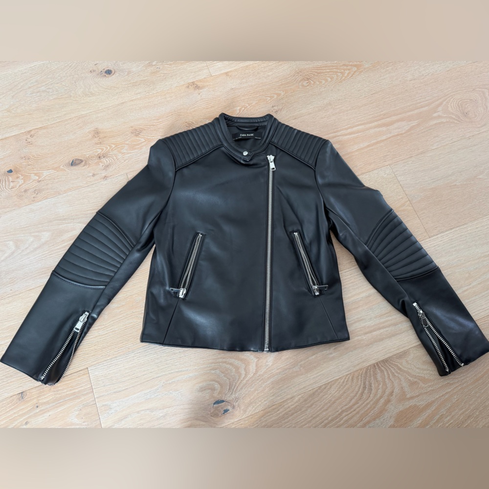 Zara Basic faux leather moto jacket - Large